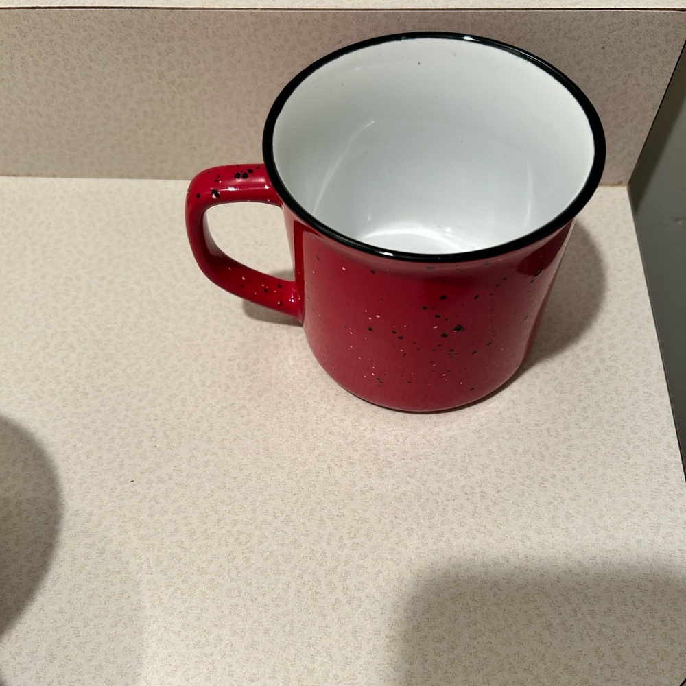 Red Speckled Enamel Mug